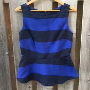 NWT Banana Republic black & blue peplum striped top - size 6P